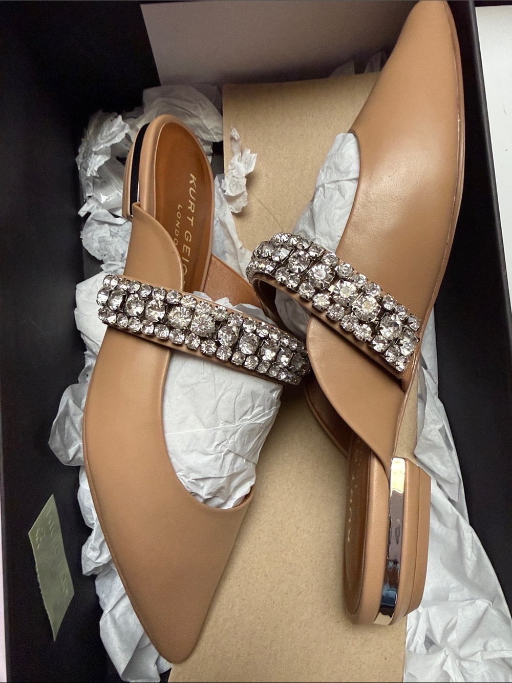 Kurt Geiger Tan Crystal Strap Pointed Mule - Picture 6 of 6
